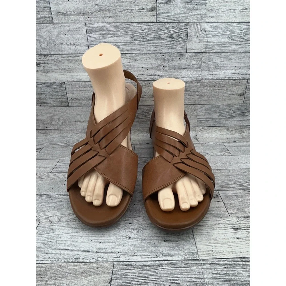 Clarks Loomis Cassey Tan Leather Wedge Sandals‎ Womens 11 M Ultimate Comfort